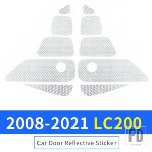 ランドクルーザー 200 用ドア反射ハザードステッカー LC200 アクセサリー車体防止安全のヒント - WHITE