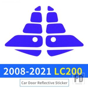 ランドクルーザー 200 用ドア反射ハザードステッカー LC200 アクセサリー車体防止安全のヒント - Blue