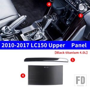 トヨタ 2010-2014-17 ランドクルーザープラド 150 インテリア装飾アクセサリーステンレス中央ギアボックスパネル - Upper Panel 4.0L