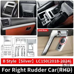 トヨタ 2018-2024 右舵車 ランドクルーザープラド 150 ギアエアベント手すり装飾カバー LC150 インテリアアクセサリー - B Style Silver RHD