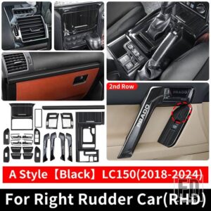 トヨタ 2018-2024 右舵車 ランドクルーザープラド 150 ギアエアベント手すり装飾カバー LC150 インテリアアクセサリー - A style black RHD