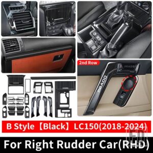 トヨタ 2018-2024 右舵車 ランドクルーザープラド 150 ギアエアベント手すり装飾カバー LC150 インテリアアクセサリー - B Style Black RHD