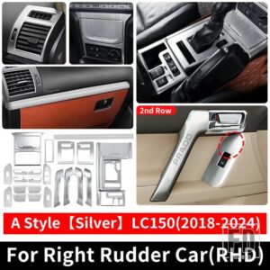 トヨタ 2018-2024 右舵車 ランドクルーザープラド 150 ギアエアベント手すり装飾カバー LC150 インテリアアクセサリー - A Style Silver RHD