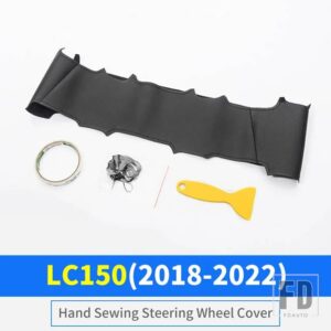 トヨタ 2018-2021 ランドクルーザープラド 150 DIY ステアリングホイールカバー牛革インテリアアクセサリー LC150 - Black Line 18-2021