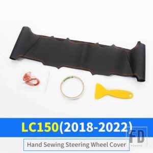 トヨタ 2018-2021 ランドクルーザープラド 150 DIY ステアリングホイールカバー牛革インテリアアクセサリー LC150 - Red Line 18-2021