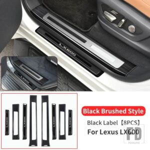 レクサス ステンレスドアシルカバー 600 LX600 LX500D 2022 2023 2024 ドアペダルカバーアップグレードアクセサリー - Black label black