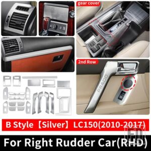 トヨタ 2010-2017 右舵車 ランドクルーザープラド 150 ギアエアベント手すり装飾カバー LC150 インテリアアクセサリー - B Style Silver RHD