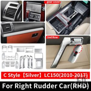 トヨタ 2010-2017 右舵車 ランドクルーザープラド 150 ギアエアベント手すり装飾カバー LC150 インテリアアクセサリー - C Style Silver RHD
