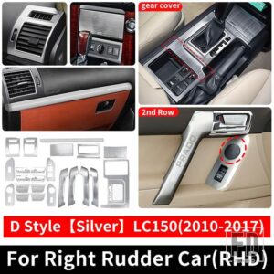 トヨタ 2010-2017 右舵車 ランドクルーザープラド 150 ギアエアベント手すり装飾カバー LC150 インテリアアクセサリー - D Style Silver RHD