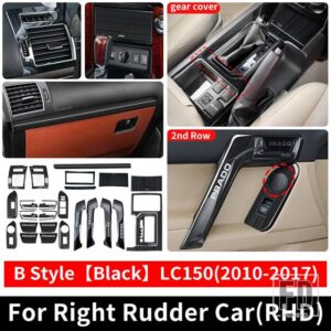トヨタ 2010-2017 右舵車 ランドクルーザープラド 150 ギアエアベント手すり装飾カバー LC150 インテリアアクセサリー - B Style Black RHD