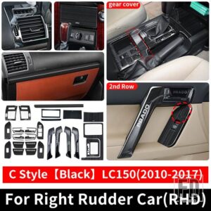 トヨタ 2010-2017 右舵車 ランドクルーザープラド 150 ギアエアベント手すり装飾カバー LC150 インテリアアクセサリー - C Style Black RHD
