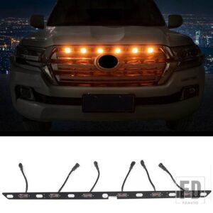 トヨタ ランドクルーザー200専用 フロントフェイスミドルメッシュLEDライト装飾ストリーマーウインカーフォグランプカスタム - 2008-2015