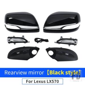 レクサス バックミラーカバー部品 LX570 2008-2022 2021 アップグレード外装装飾アクセサリー LX 570 LED ウィンカーランプ - Black 2008-2022