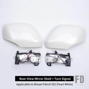 日産 パトロール Y62 専用バックミラーカバー パトロール SEXE バックミラーシェルウインカー - Pearl White