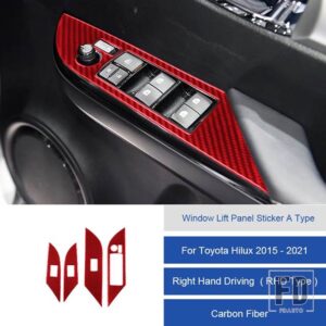 トヨタ ハイラックス 2015-2021 カーボン窓リフトパネルステッカートリムカバー装飾ステッカー - 13B RHD