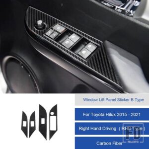 トヨタ ハイラックス 2015-2021 カーボン窓リフトパネルステッカートリムカバー装飾ステッカー - 14A RHD
