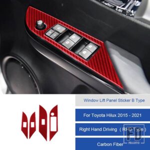 トヨタ ハイラックス 2015-2021 カーボン窓リフトパネルステッカートリムカバー装飾ステッカー - 14B RHD