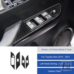 トヨタ ハイラックス 2015-2021 カーボン窓リフトパネルステッカートリムカバー装飾ステッカー - 15A LHD