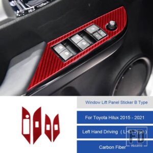 トヨタ ハイラックス 2015-2021 カーボン窓リフトパネルステッカートリムカバー装飾ステッカー - 15B LHD
