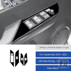 トヨタ ハイラックス 2015-2021 カーボン窓リフトパネルステッカートリムカバー装飾ステッカー - 12C LHD