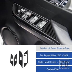 トヨタ ハイラックス 2015-2021 カーボン窓リフトパネルステッカートリムカバー装飾ステッカー - 13A RHD