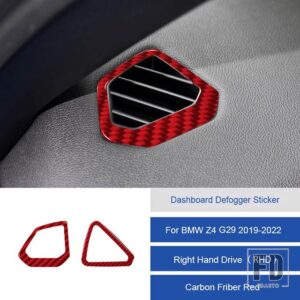 BMW Z4 G29 2019 2020 2121 2022 カーボンインテリアダッシュボードデフォッガーエアベントアウトレットステッカーフレームトリムストリップカ - 17B RHD