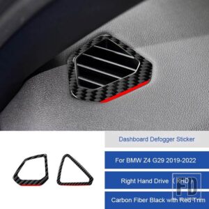 BMW Z4 G29 2019 2020 2121 2022 カーボンインテリアダッシュボードデフォッガーエアベントアウトレットステッカーフレームトリムストリップカ - 17D RHD