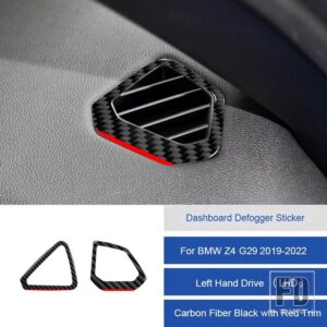 BMW Z4 G29 2019 2020 2121 2022 カーボンインテリアダッシュボードデフォッガーエアベントアウトレットステッカーフレームトリムストリップカ - 16D LHD