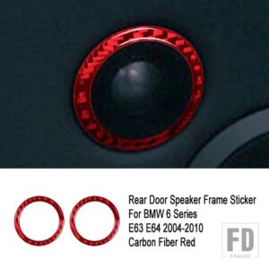 BMW カーボンドアスピーカースピーカー装飾サークルトリムカバーステッカー 6シリーズ E63 E64 2004 - 2010 - D4 Rear Door