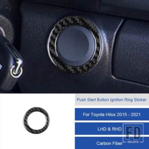 トヨタ ハイラックス 2015-2021 カーボンプッシュスタートボタン点火リングステッカートリムカバー装飾ステッカー - 11A