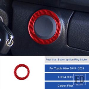 トヨタ ハイラックス 2015-2021 カーボンプッシュスタートボタン点火リングステッカートリムカバー装飾ステッカー - 11B