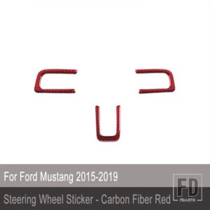 フォード カーボンステアリングホイールエンブレムバッジステッカーマスタング 2015-2019 カーアクセサリー - H4