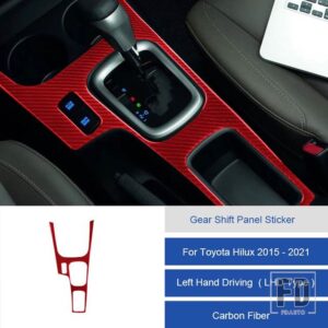 トヨタ ハイラックス 2015-2021 カーボン中央制御ギアシフトパネルトリムカバーカーインテリアアクセサリー装飾ステッカー - 2B LHD
