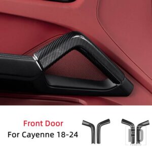 ポルシェ ABS 車内カーボンパターンドア中央ハンドルプルカバートリムカイエン 2018 - 2024 - A Front Door