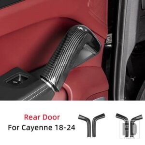 ポルシェ ABS 車内カーボンパターンドア中央ハンドルプルカバートリムカイエン 2018 - 2024 - B Rear Door