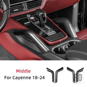 ポルシェ ABS 車内カーボンパターンドア中央ハンドルプルカバートリムカイエン 2018 - 2024 - C Center Armrest