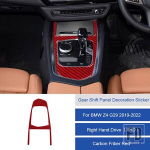 BMW Z4 G29 2019 2020 2121 2022 カーボンインテリアギアシフトパネル装飾トリムステッカーストリップカバー ACCESSORIESS - 4B RHD