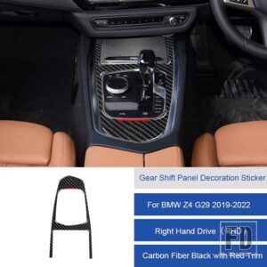 BMW Z4 G29 2019 2020 2121 2022 カーボンインテリアギアシフトパネル装飾トリムステッカーストリップカバー ACCESSORIESS - 4D RHD