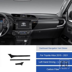 トヨタ ハイラックス 2015-2021 カーボンダッシュボードナビゲーション AC エアアウトレットフレームステッカートリムカバー装飾ステッカー - 20-2A LHD
