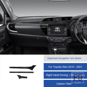 トヨタ ハイラックス 2015-2021 カーボンダッシュボードナビゲーション AC エアアウトレットフレームステッカートリムカバー装飾ステッカー - 20A RHD