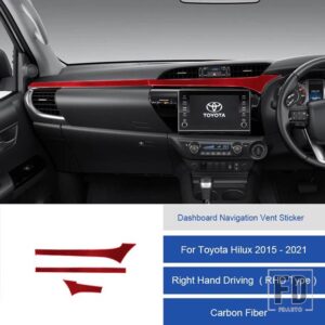 トヨタ ハイラックス 2015-2021 カーボンダッシュボードナビゲーション AC エアアウトレットフレームステッカートリムカバー装飾ステッカー - 20B RHD