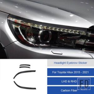 トヨタ ハイラックス 2015-2021 カーボンヘッドライトアイブロウトリムカバー装飾ステッカー - 8A