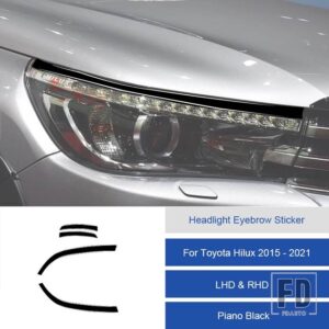 トヨタ ハイラックス 2015-2021 カーボンヘッドライトアイブロウトリムカバー装飾ステッカー - 8C