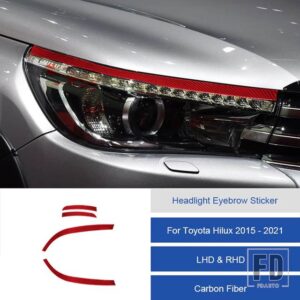 トヨタ ハイラックス 2015-2021 カーボンヘッドライトアイブロウトリムカバー装飾ステッカー - 8B