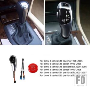 BMW LHD ABS 電子ギアシフトノブ LED インジケータエンジンスタートボタン 3シリーズ E90 E91 2005-2012 5シリーズ E60 2003-2007