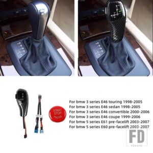 BMW LHD ABS 電子ギアシフトノブ LED インジケータエンジンスタートボタン 3シリーズ E90 E91 2005-2012 5シリーズ E60 2003-2007