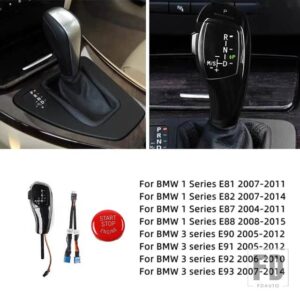 BMW LHD ABS 電子ギアシフトノブ LED インジケータエンジンスタートボタン 3シリーズ E90 E91 2005-2012 5シリーズ E60 2003-2007