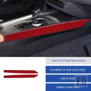 BMW Z4 G29 2019 2020 2121 2022 カーボンインテリアギアシフトサイドパネルステッカーフレームトリムストリップカバー - 14B