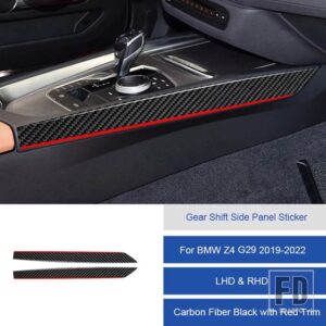 BMW Z4 G29 2019 2020 2121 2022 カーボンインテリアギアシフトサイドパネルステッカーフレームトリムストリップカバー - 14D