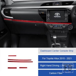 トヨタ ハイラックス 2015-2021 カーボンダッシュボードセンターコンソール装飾ストリップトリムカバー装飾ステッカー - 30B RHD